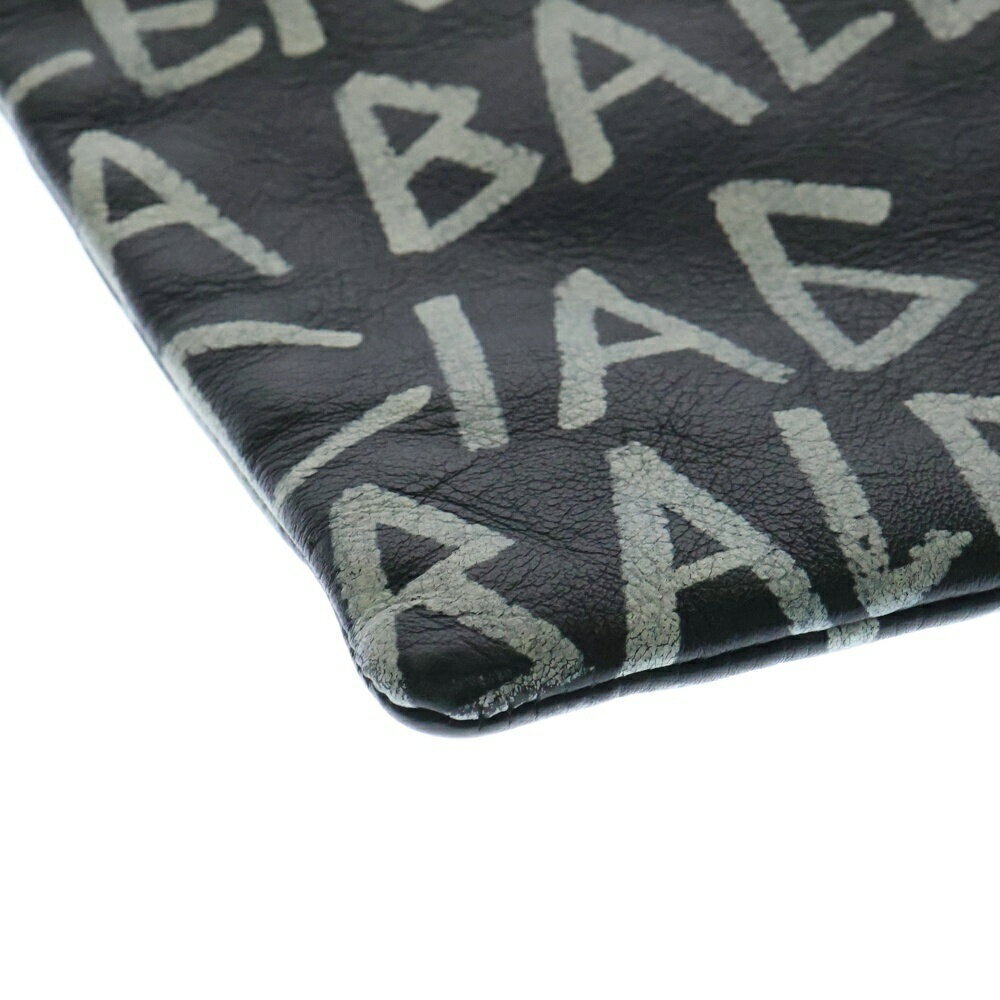 BALENCIAGA Graffiti Clutch Bag Logo Black White - Picture 5 of 6